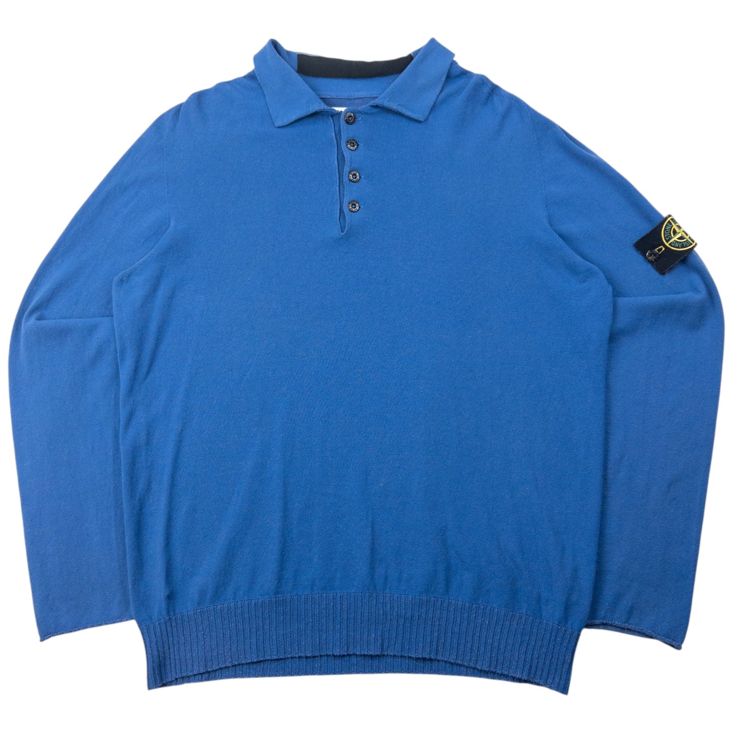 Vintage 2000sStone Island Lightweight Polo Jumper Size L | Large, Blue