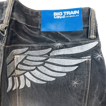 Vintage Big Train Japanese Biker Embroidered Denim Jeans Size W29