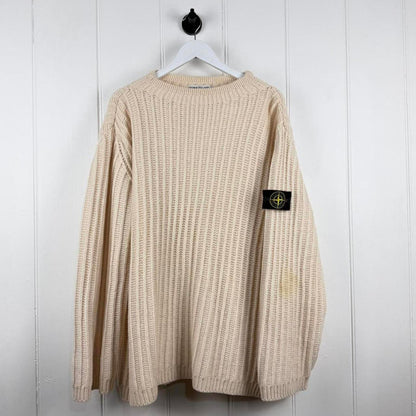 Stone Island Ribbed Wool Blend Jumper (XXL) | XXL, Cream