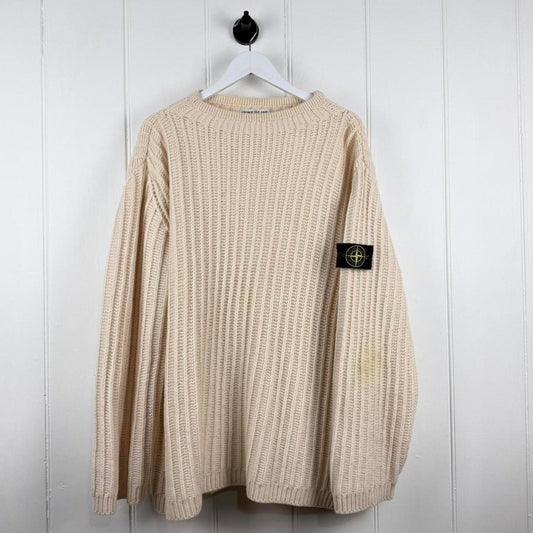 Stone Island Ribbed Wool Blend Jumper (XXL) | XXL, Cream