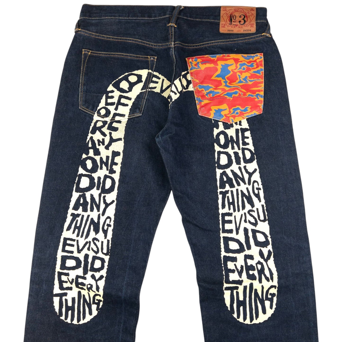 Vintage Evisu Painted Text Daicock Japanese Denim Jeans Size W33