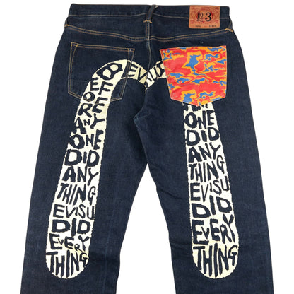Vintage Evisu Painted Text Daicock Japanese Denim Jeans Size W33