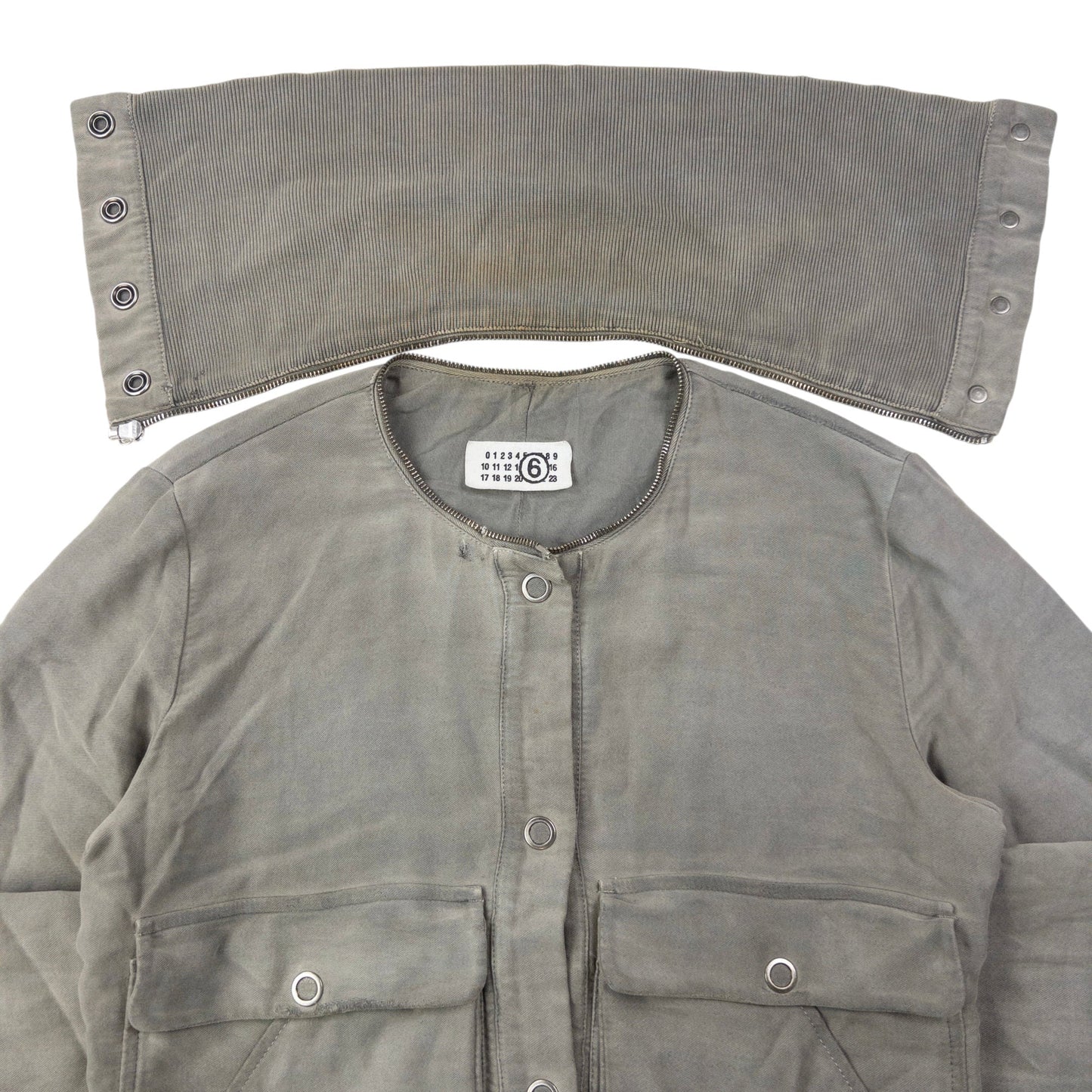 Vintage 2005 Maison Margiela MM6 High Collar Jacket Womens Size L | Large, Grey