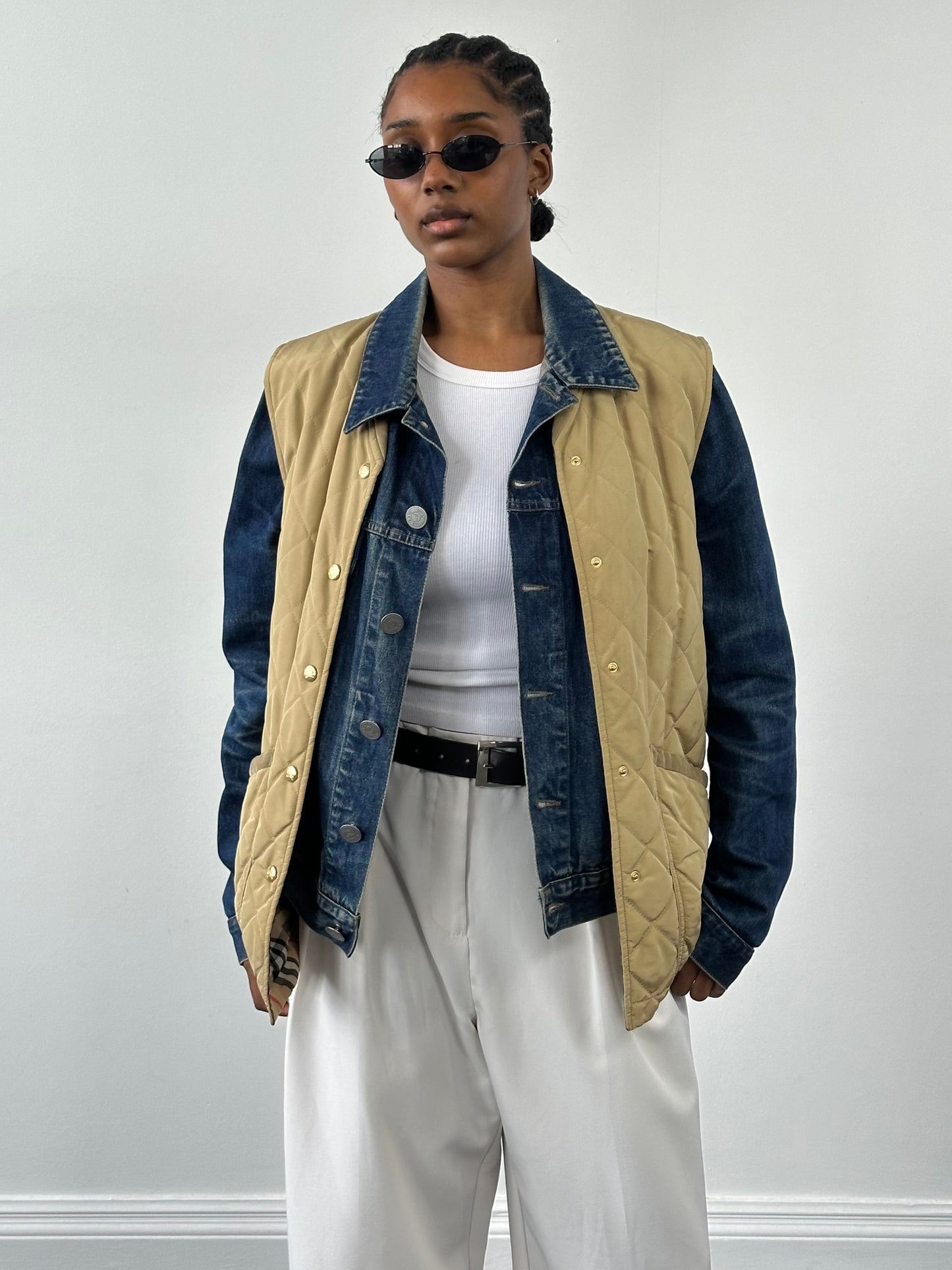 Burberry 1990s Nylon Bespoke Button Nova Check Gilet - M