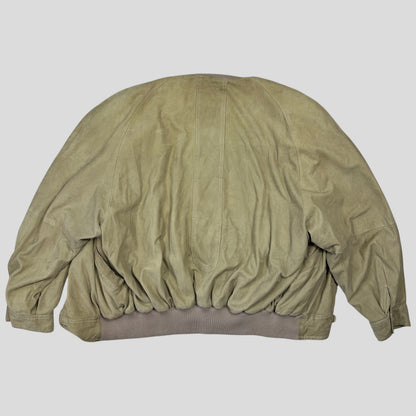 Gucci 1970’s Suede Leather Flannel Lined Flight Jacket - L | Default Title, Beige
