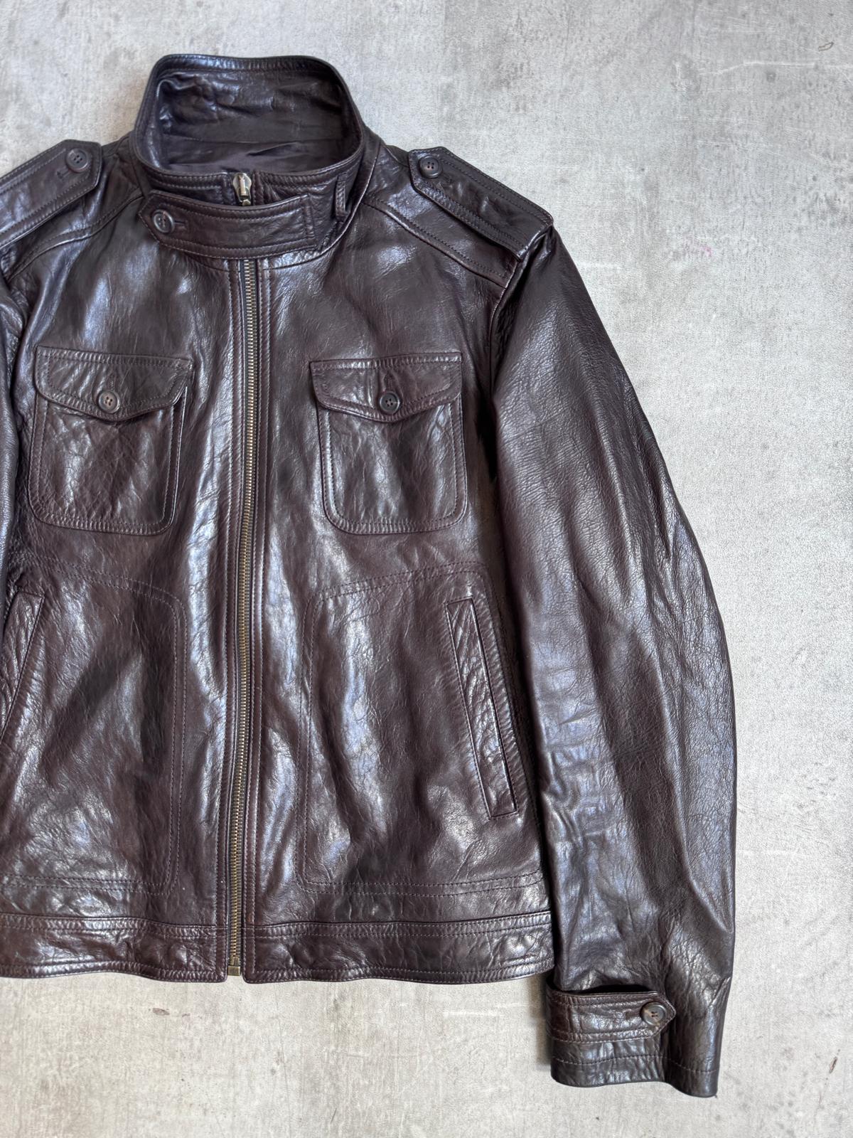 2008 Prada Milano Buckle Fasten Brown Leather Jacket