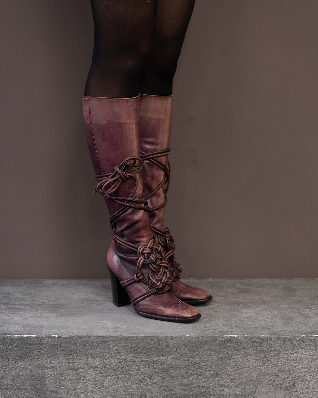YVES SAINT LAURENT F/W 2002 RUNWAY BOOTS (EU 36) | DEFAULT TITLE, Burgundy