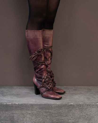 YVES SAINT LAURENT F/W 2002 RUNWAY BOOTS (EU 36) | DEFAULT TITLE, Burgundy