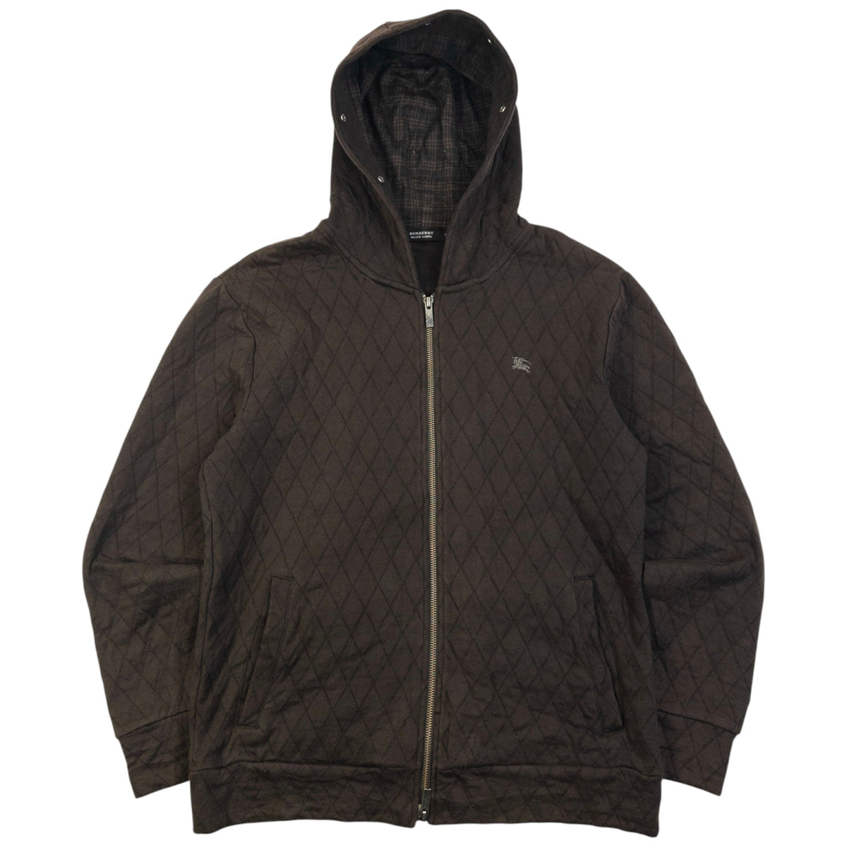 Vintage 2000s Burberry Black Label Quilted Zip Up Hoodie Size M | XXL, Multicoloured