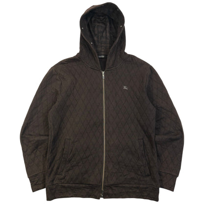 Vintage 2000s Burberry Black Label Quilted Zip Up Hoodie Size M | XXL, Multicoloured