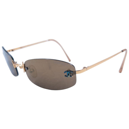 Vintage 2000s Chanel Rimless Sunglasses | O/S, Brown