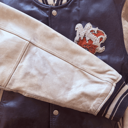 Avirex Bobcats Leather Varsity Jacket - S | Small, Tan