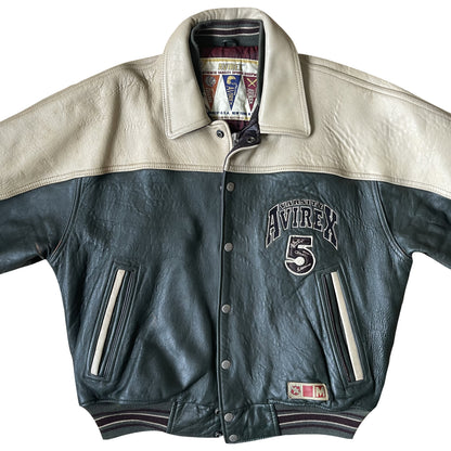 Avirex Wild Bears Leather Varsity Jacket - M | Medium, Cream