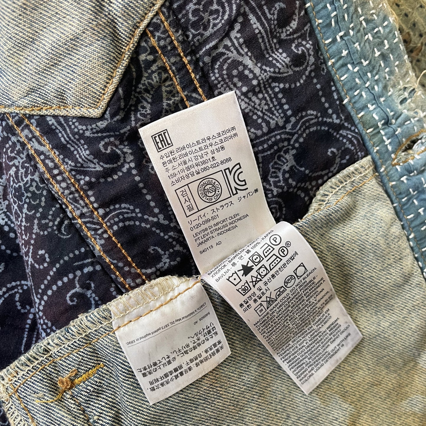 Boro Sashiko Distressed Denim Trucker Jacket - XL