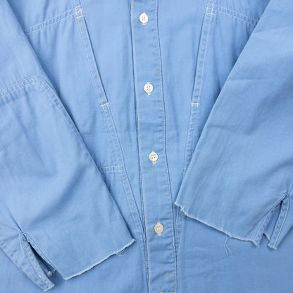 Vintage 80s Issey Miyake Skyline Long Sleeve Button Up Shirt Size S | Small, Blue