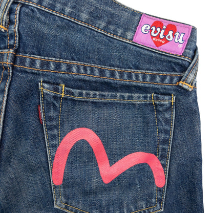 Vintage Evisu Donna Gull Smiley Face Japanese Denim Jeans Womens Size W31