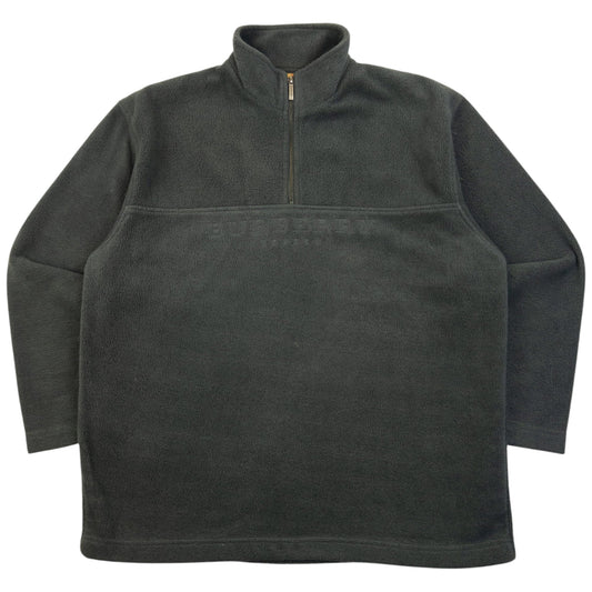 Vintage 2000s Burberry Q Zip Fleece Sweatshirt Size M | Medium, Grey