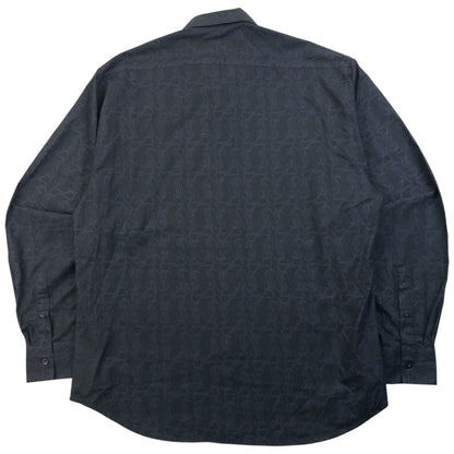 Vintage 2000s YSL Yves Saint Laurent Monogram Long Sleeve Button Up Shirt Size XL | XL, Black