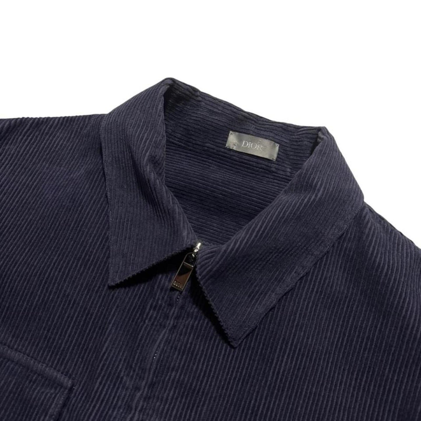 Dior Heavy Corduroy Zip Up Overshirt | XL, Blue