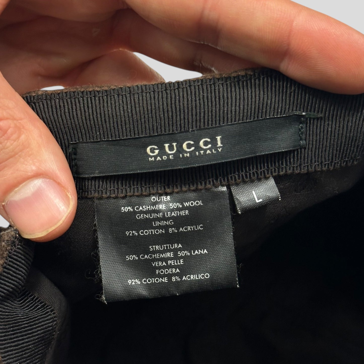 Gucci 00’s Cashmere Wool Leather Newsboy Jockey Hat - S/M