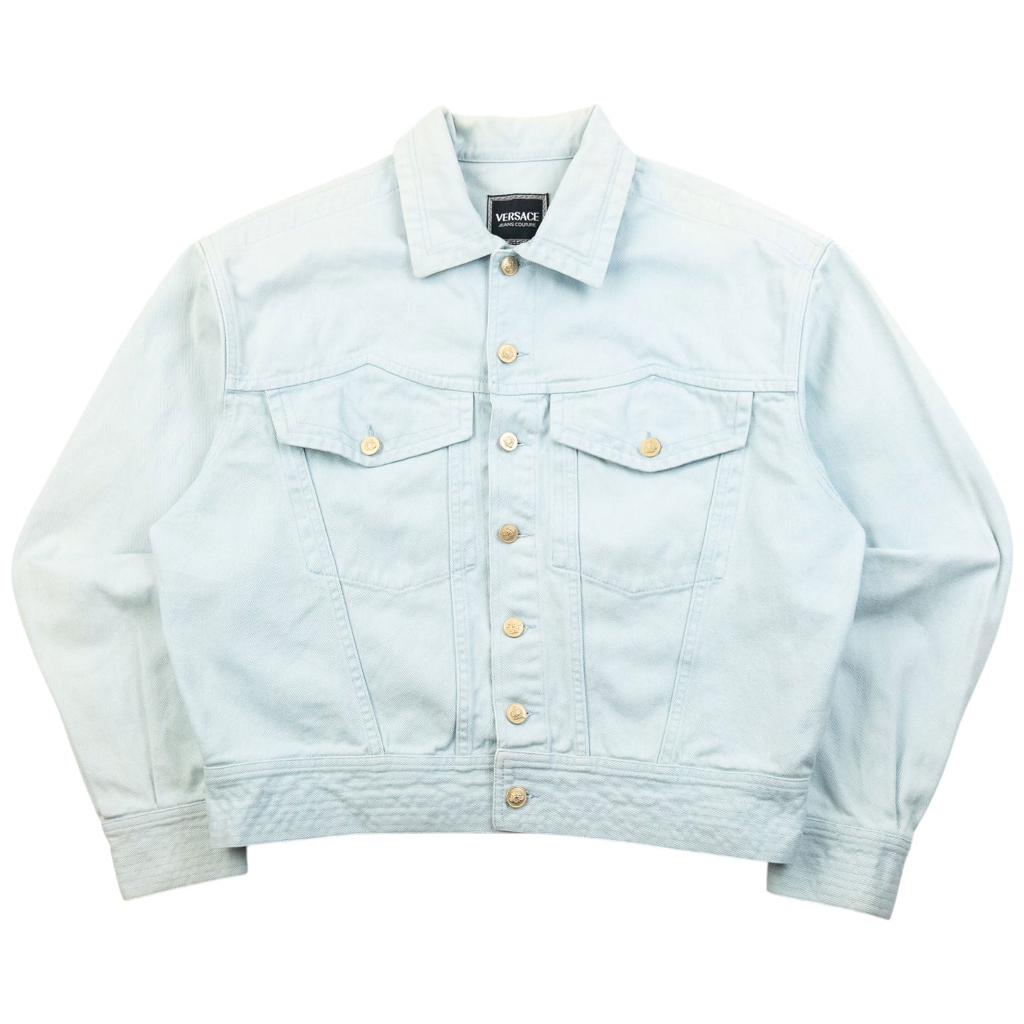 Vintage 90s Versace Jeans Couture Button Up Denim Jacket Size S | Small, Blue