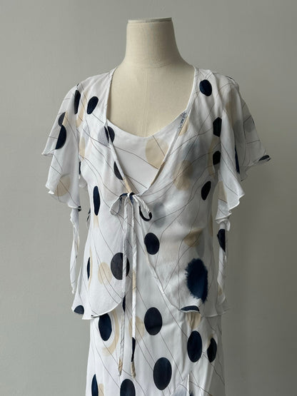MANI 1990s Spotted Two Piece Slip Dress Set - M/L
