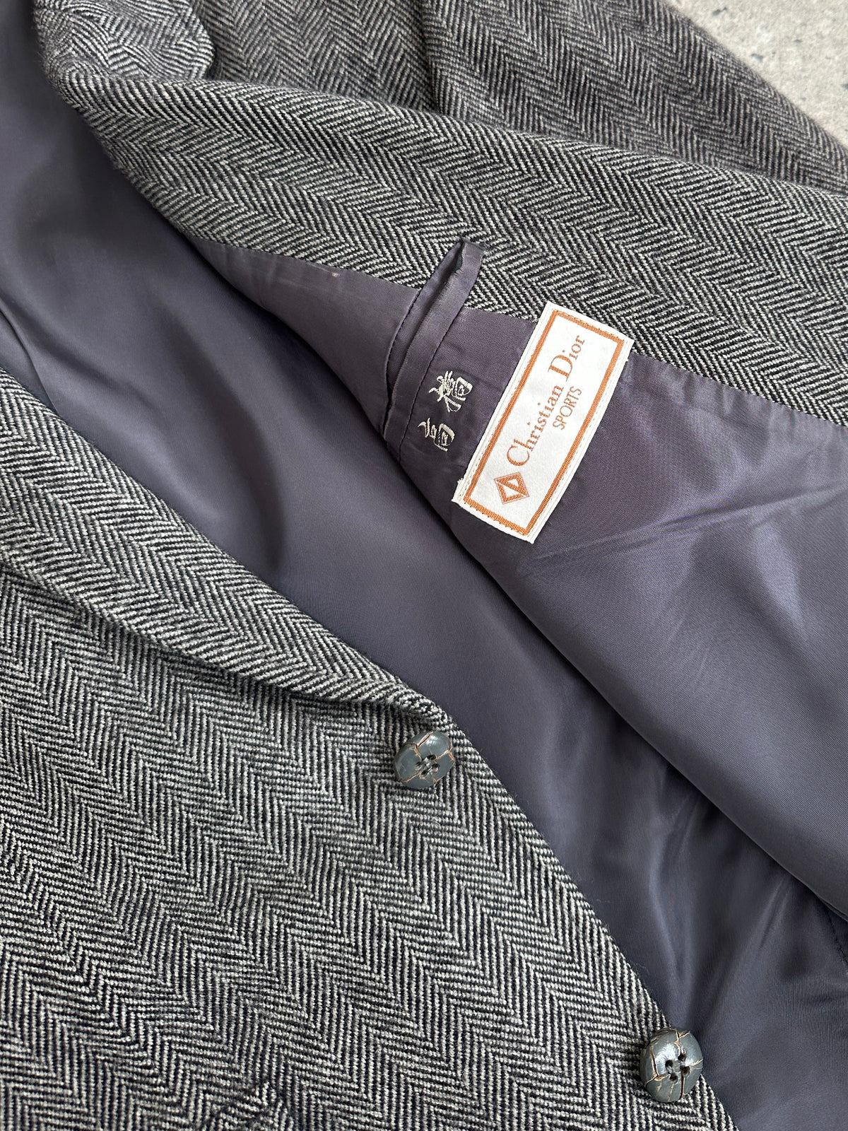 Christian Dior Sports 1980s Pure Wool Herringbone Blazer - M-L