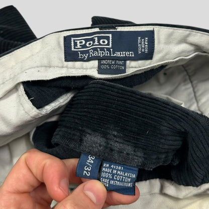 Ralph Lauren 90’s Polo Jumbo Corduroy Baggy Andrew Trousers - 34 | Default Title, Black