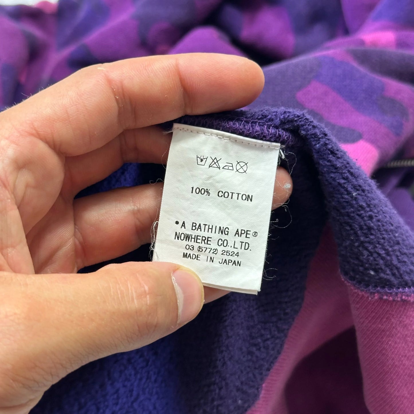 Bape OG 2004 Purple Camo Spellout Full Zip Hoodie - L/XL