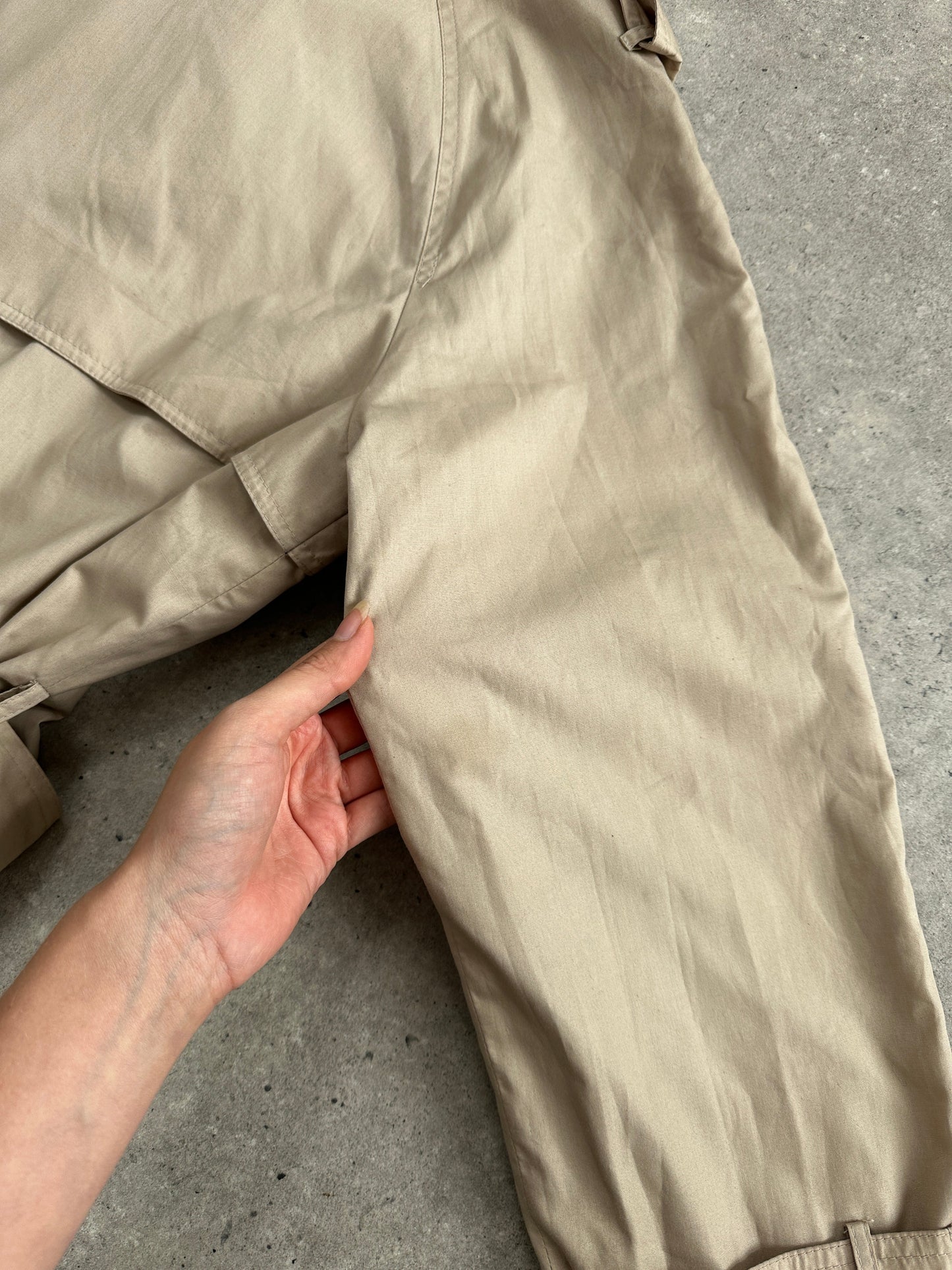 Yves Saint Laurent Pour Homme 1980s Cotton Double Breasted Belted Trench Coat - XL