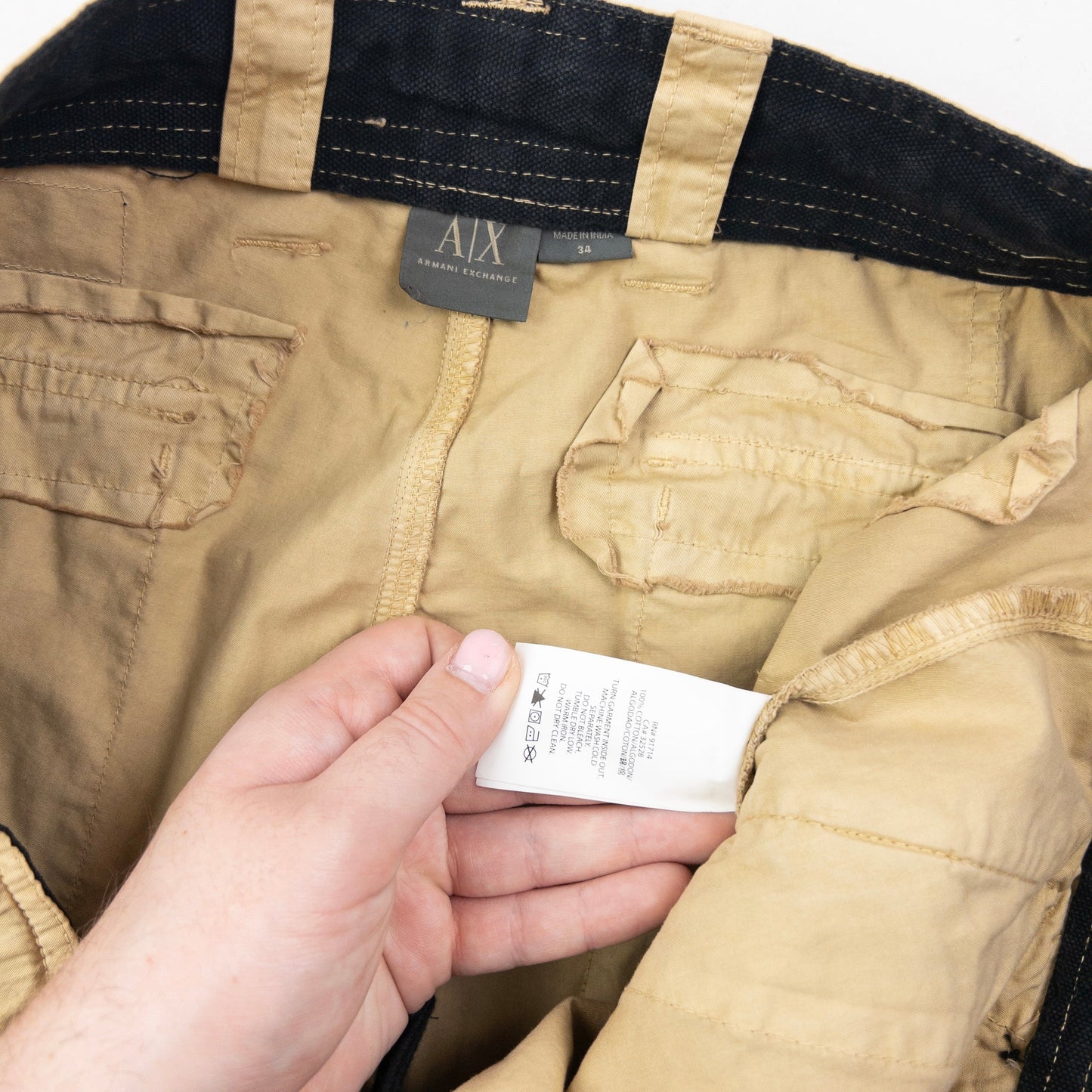 Vintage 2000s Armani Exchange Cargo Trousers Size W36 | W36, Beige