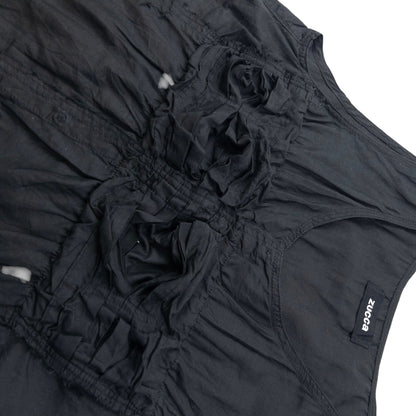 Vintage 2000s Cabane De Zucca By Issey Miyake Ruffle Top Womens Size M | Medium, Black