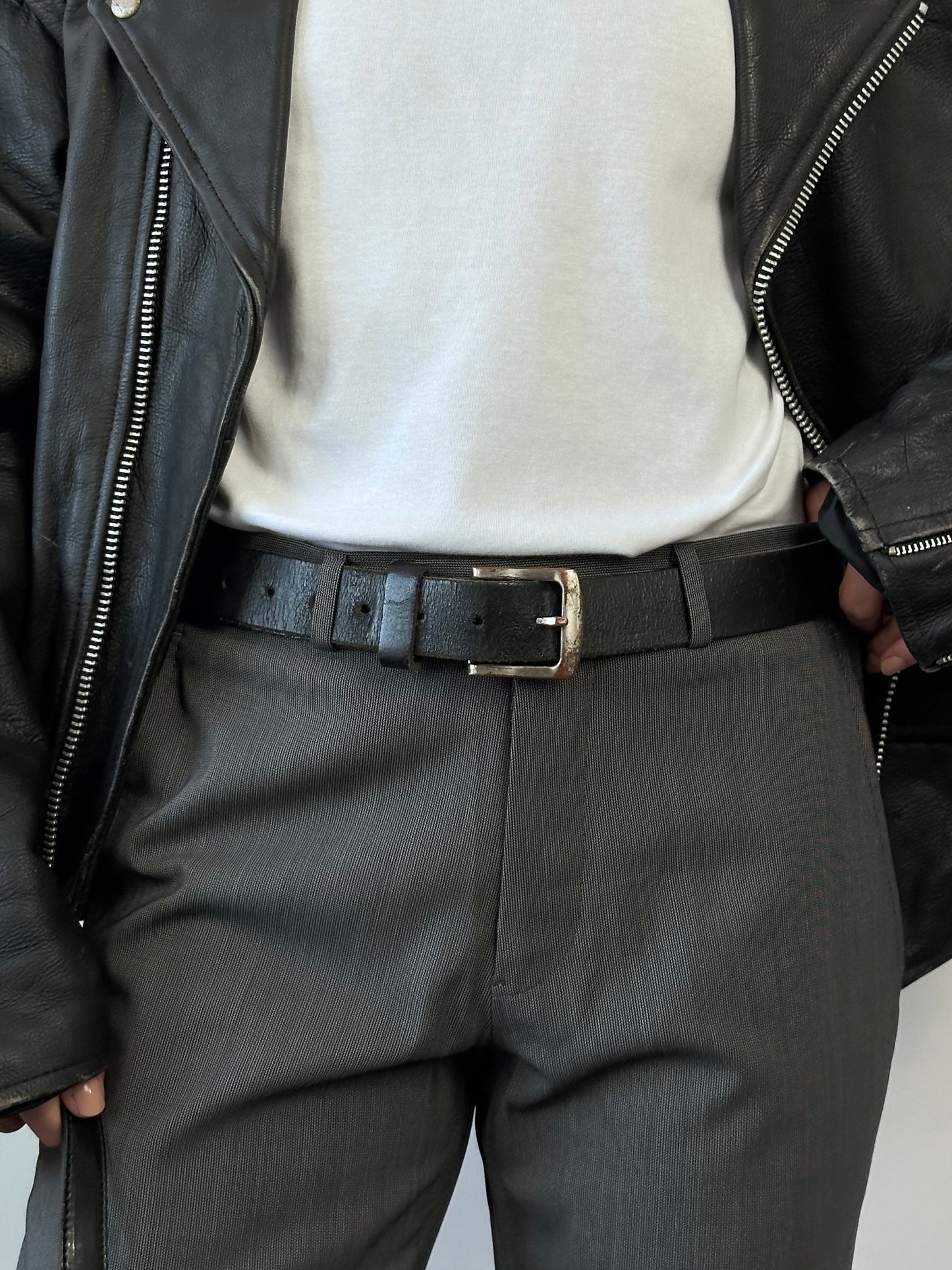 Vintage Chrome Leather Belt W34-38