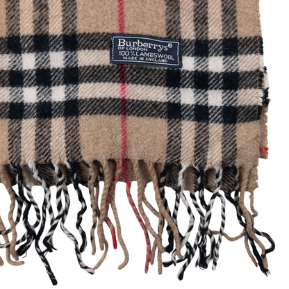 Vintage Burberry Nova Check Lambswool Tassel Scarf