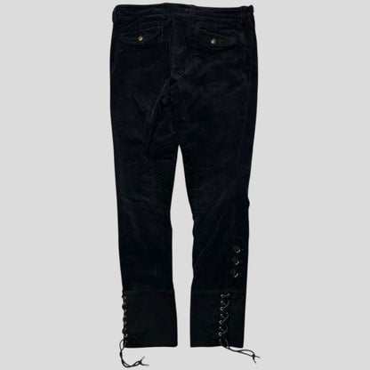 Gucci by Tom Ford 2004 Corduroy Laced Riding Logo Trousers - UK10 | Default Title, Black