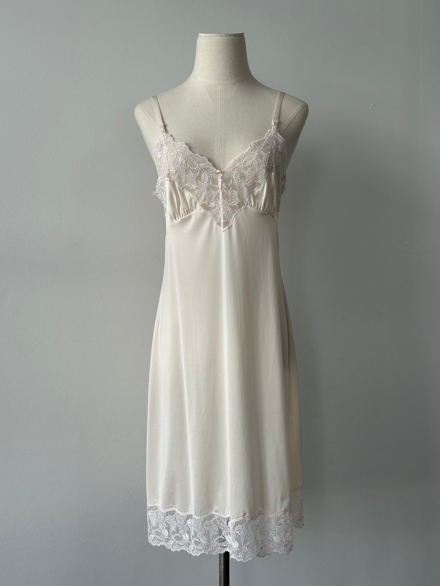 Vintage 1990s Satin Lace Midi Slip Dress - S-M