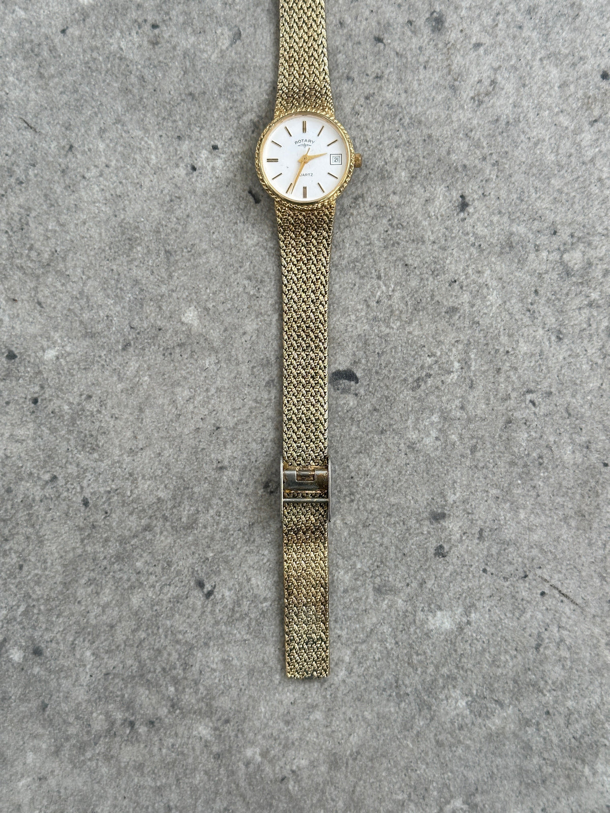 Rotary 1980s Gold Plated Quartz Bracelet Logo Watch