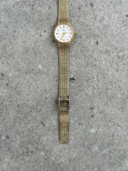 Rotary 1980s Gold Plated Quartz Bracelet Logo Watch