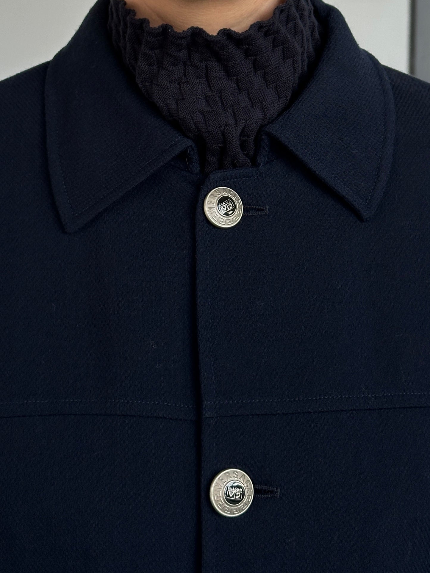 Versace Classic V2 1990s Bespoke Button Pure Wool Chore Jacket - L