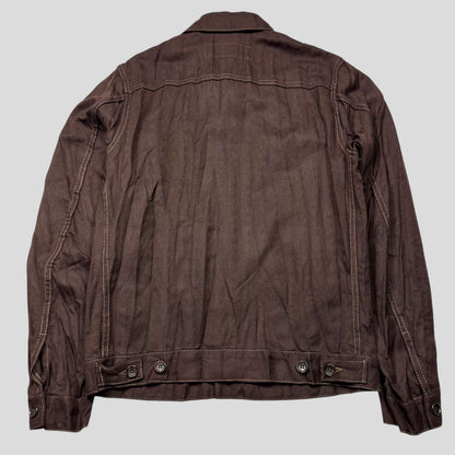 CDG Homme 2004 Crinkle Striped Work Jacket - L (M) | Medium, Brown