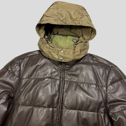 Prada Milano 2012 Leather Reversible Triangle Logo Nylon Puffer Jacket - L | Default Title, Multicoloured