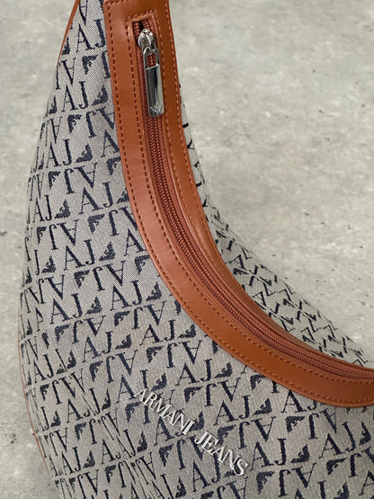 Armani Jeans Monogram Crescent Shoulder Bag