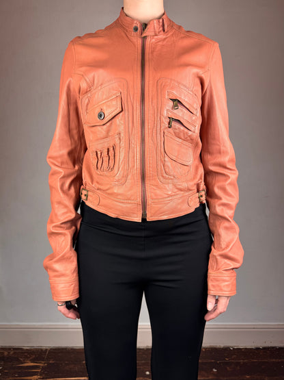 D&G 2000s salmon pink leather utility jacket | Salmon Pink, Salmon Pink