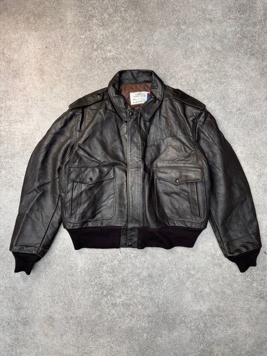 Schott Brown Quilted Lining Flight Leather Jacket