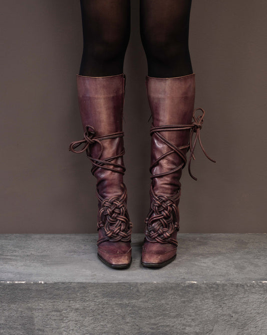 YVES SAINT LAURENT F/W 2002 RUNWAY BOOTS (EU 36) | DEFAULT TITLE, Burgundy