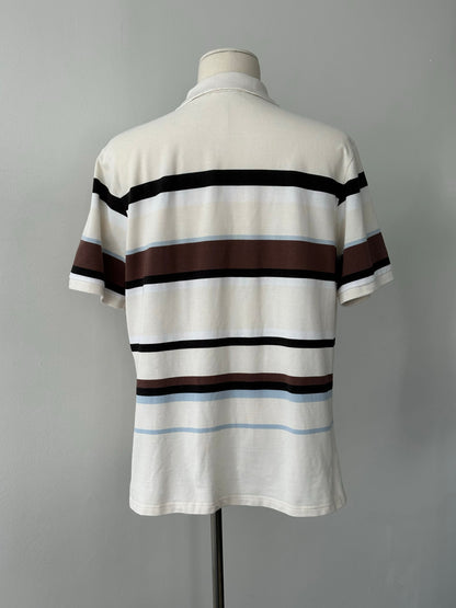 Yves Saint Laurent 1990s Cotton Striped Short Sleeve Polo - XL