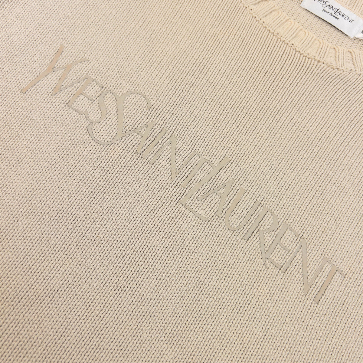 Vintage 2000s YSL Yves Saint Laurent Knit Jumper Size M | Medium, Beige