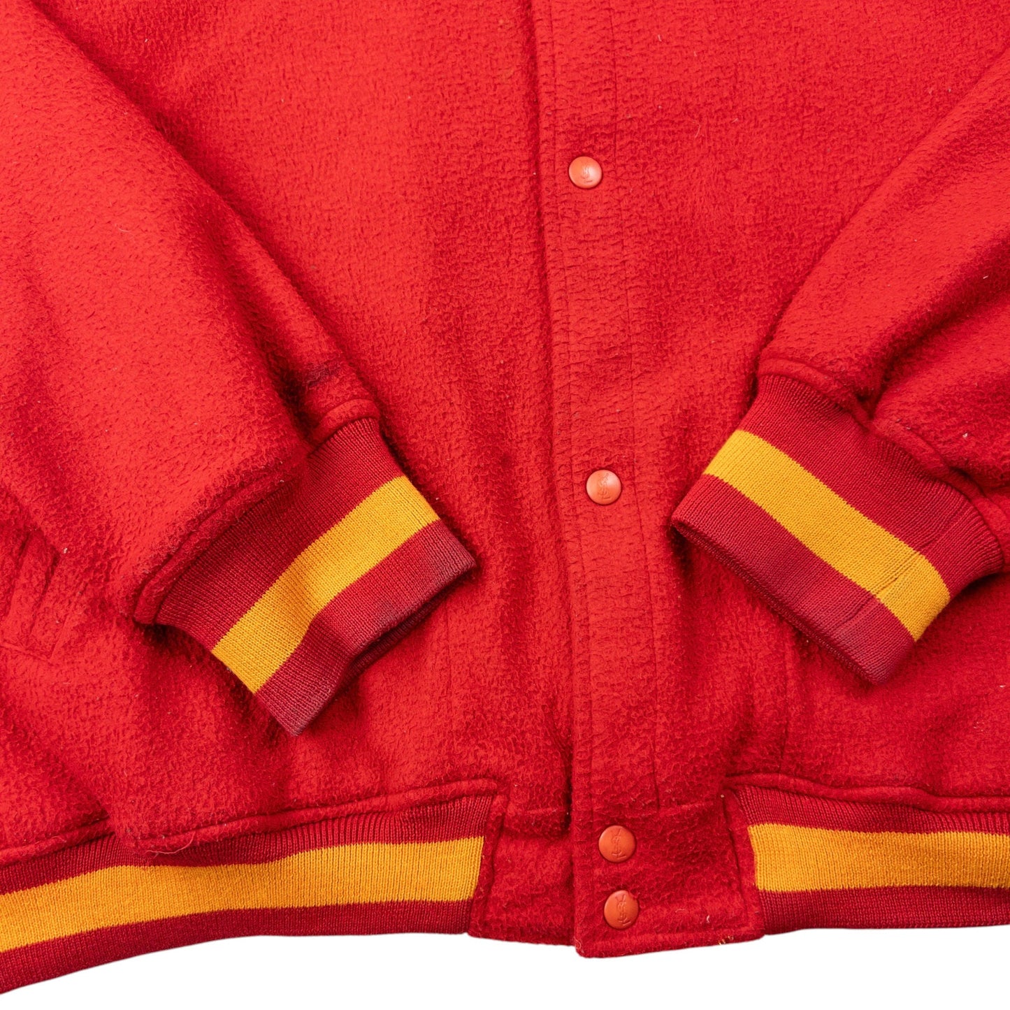 Vintage 90s YSL Yves Saint Laurent Fleece Varsity Jacket Size XXL | XXL, Orange