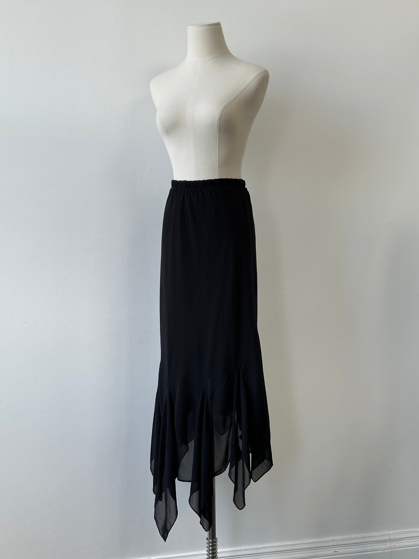 Vintage 2000s Asymmetrical Layered Sheer Midi Skirt - W24-28