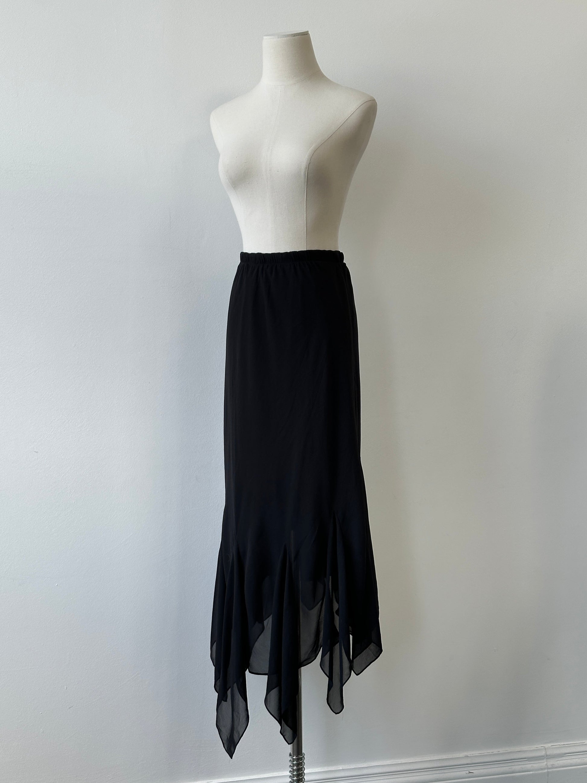 Vintage 2000s Asymmetrical Layered Sheer Midi Skirt - W24-28